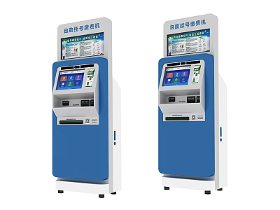 Medical Equipment Self Service Registration Payment Kiosks With Blue White Design 3d model