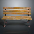 Rustic Wooden Bench Furniture With Natural Wood Slats And Metal Legs Design