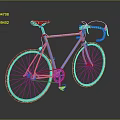 Modern Blue Bicycle With Red Seat Curved Handlebars And Sleek Frame