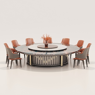 Modern Simple Light Luxury Restaurant Hotel Restaurant Room Dining Table and Chair Combination 3d model