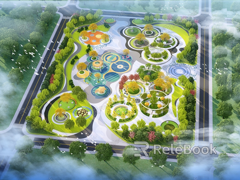 Modern Circular Arc City Sports Landscape Park Square model