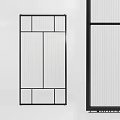 Modern Interior Partition With Black Frame And Ribbed Glass Panels Design 3d model
