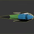Colorful Low Poly Bird with Blue Green Yellow Feathers Standing on Black Surface with Reflection