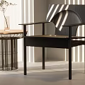 Black And Wooden Dining Chairs With Sunlight Shadows On Indoor Display Platform Scene