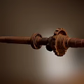 Old Rusted Mechanical Gear Shaft With Metal Components And Texture 3d model