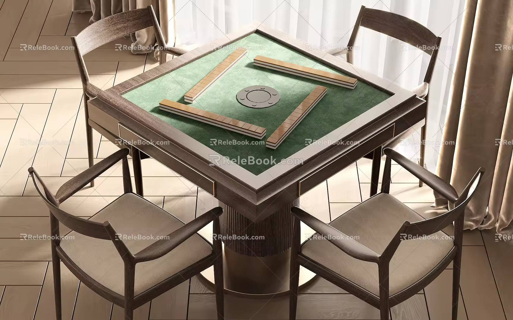 Modern Mahjong Table and Chair Mahjong Table and Chair Combination 3d model