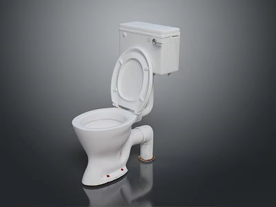 White Ceramic Toilet Furniture With Open Lid And Red Base Accents 3d model