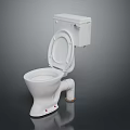 White Ceramic Toilet Furniture With Open Lid And Red Base Accents