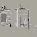 Bathroom Accessories White Electric Towel Racks With Towels On Beige Wall And Bath Supplies