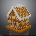 Festive Gingerbread House Design With Orange Roof White Icing Candy Cane And Striped Base