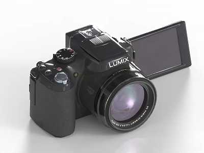 LUMIX Digital Camera With Black Body Professional Design And Flip Screen 3d model