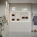 Modern Retail Store Background Wall With Bag Displays Lighting And Logo