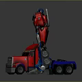 Transformers Robot And Red Truck With Mechanical Details And Metallic Finish