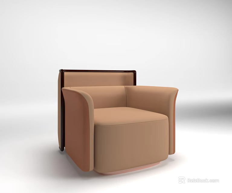 Modern Beige Single Sofa With Wooden Frame And Comfortable Armrest Design 3d model