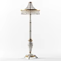 Elegant Crystal Floor Lamp With Gold Trim White Carved Column And Classic Design