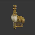 Exquisite White Jade Sculpture With Golden Decoration And Colored Gemstones