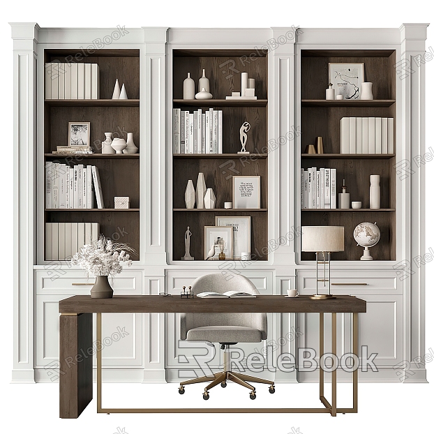 European-style bookcase decoration European-style desk study European-style study model