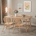 Nordic Dining Table and Chair Combination 3d model