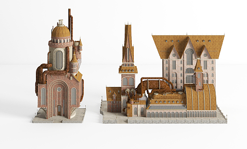 European-style castle 3d model