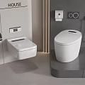 Modern Bathroom Interior Design With Wall Mounted And Floor Standing Toilets And Fixtures