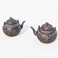 Traditional Antique Style Tea Pots With Intricate Carved Patterns And Classic Design