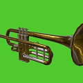 Brass Musical Instrument Trumpet on Green Background for Art and Craft Supplies