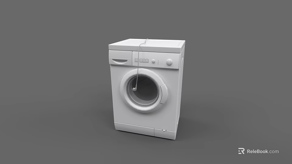 Modern White Front Load Washing Machine With Digital Control Panel And Sleek Design 3d model 