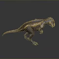 Realistic 3D Dinosaur Model With Vibrant Blue Yellow Brown Colors And Detailed Skin Texture