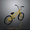 Yellow BMX Bicycle With High Handlebar Black Seat And Black Wheels Modern Design