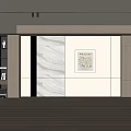 Modern Living Room Interior Design With Marble Wall Decorative Painting Bookshelf And Potted Plant