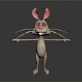 Cute Cartoon Rabbit Character With Long Ears Pink Nose And Outstretched Arms