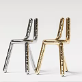 Modern Metallic Dining Chairs With Textured Design In Silver And Gold Colors