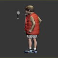 3D Character Models With Red Vest Brown Shirt Plaid Shorts And Camera Equipment