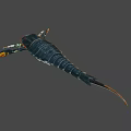 Ancient Sea Creature With Black Body Orange Markings Large Claws And Spiked Tail