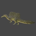 Realistic 3D Spinosaurus Dinosaur Model With Sailback And Green Yellow Skin