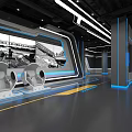 3D Indoor Floor Plan With Blue Pathways And Multiple Rooms Design
