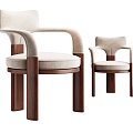 Middle Style Dining Chair Single Chair Leisure Chair 3d model