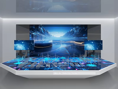 Modern Futuristic Console Featuring Large Screen And Blue Lighting Elements 3d model