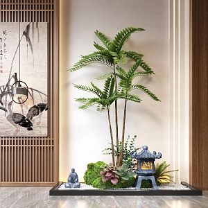 New Chinese Style Indoor Landscape Landscaping Landscape Setches Indoor Landscape Indoor Landscape Bryophytes Plant Pile 3d model