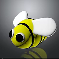 Cute Yellow Black Striped Bee Toy With Big Black Eyes And White Wings