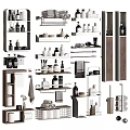 Modern Bathroom Storage Shelves With Wooden Metal Racks And Towel Holders