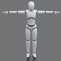 Intelligent Humanoid Robot 3D Model With White Body Black Lines And Extended Arms