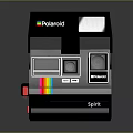 Polaroid Spirit Instant Camera With Vintage Gray Body And Rainbow Stripe Accent