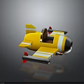Yellow Toy Spaceship With Stripe Design Cockpit Wings And Silver Nose