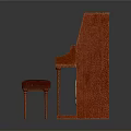 Classic Red Upright Piano Furniture With Carved Details And Stool