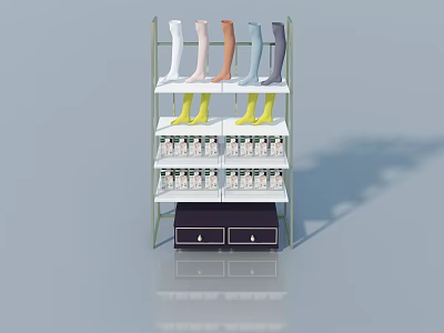 Modern Swing Door Cabinet Design With Metal Frame And Storage Shelves 3d model
