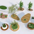 Modern Tree Planters with Various Shapes Materials Wood Concrete Featuring Trees and Green Plants