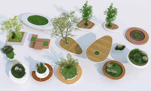 Modern Tree Pond Landscape Tree Pond Landscape Flower Pond Tree Pond Seat Shaped Tree Pond 3d model