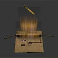 Open Cardboard Box With Flying Golden Object And Bright Light Effects