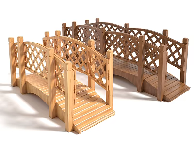 Modern Style Wooden Bridge Arch Bridge Landscape Bridge Corridor 3d model